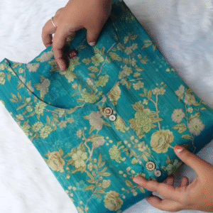 Stitched Cotton Silk Kurta, Bottom & Duppata Forest Green (3 Piece Set )