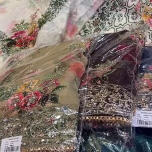 Floral Print Organza Saree With Embroidery