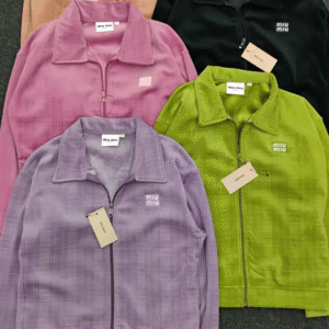 Multicolor Zip-Up Collared Jackets for Women – Set of Five with Front Zipper Closure