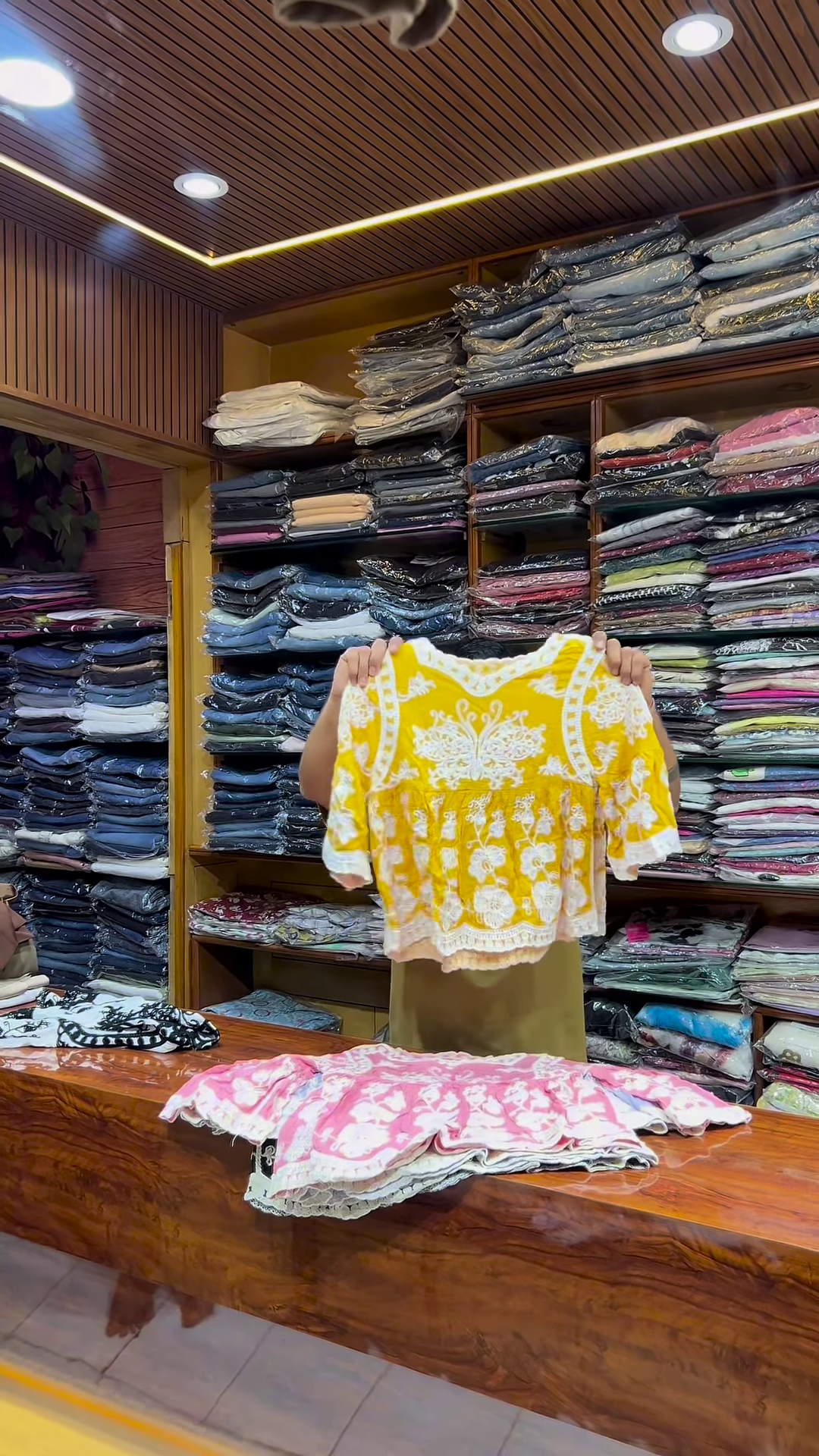 Pink and White Embroidered Long-Sleeve Top with Front Detailing for Women - Image 5