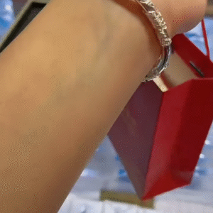 Elegant Sterling Silver Open Bangle Bracelet with Intricate Floral and Scroll Engravings