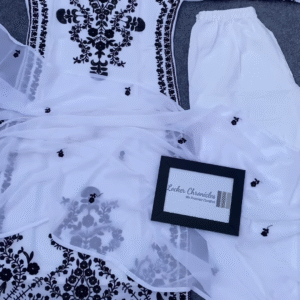 Elegant White Embroidered Chikankari Kurta Set with Dupatta and Pants