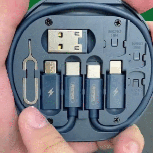 Compact Multi-Connector Charging Cable Organizer with SIM Card Storage