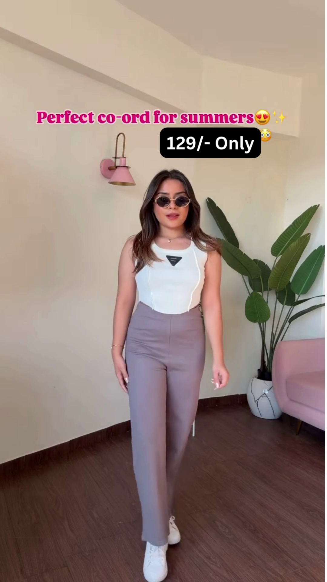 Trendy Sleeveless Tank Top and High-Waisted Wide-Leg Pants Co-ord Set for Summer - Image 4