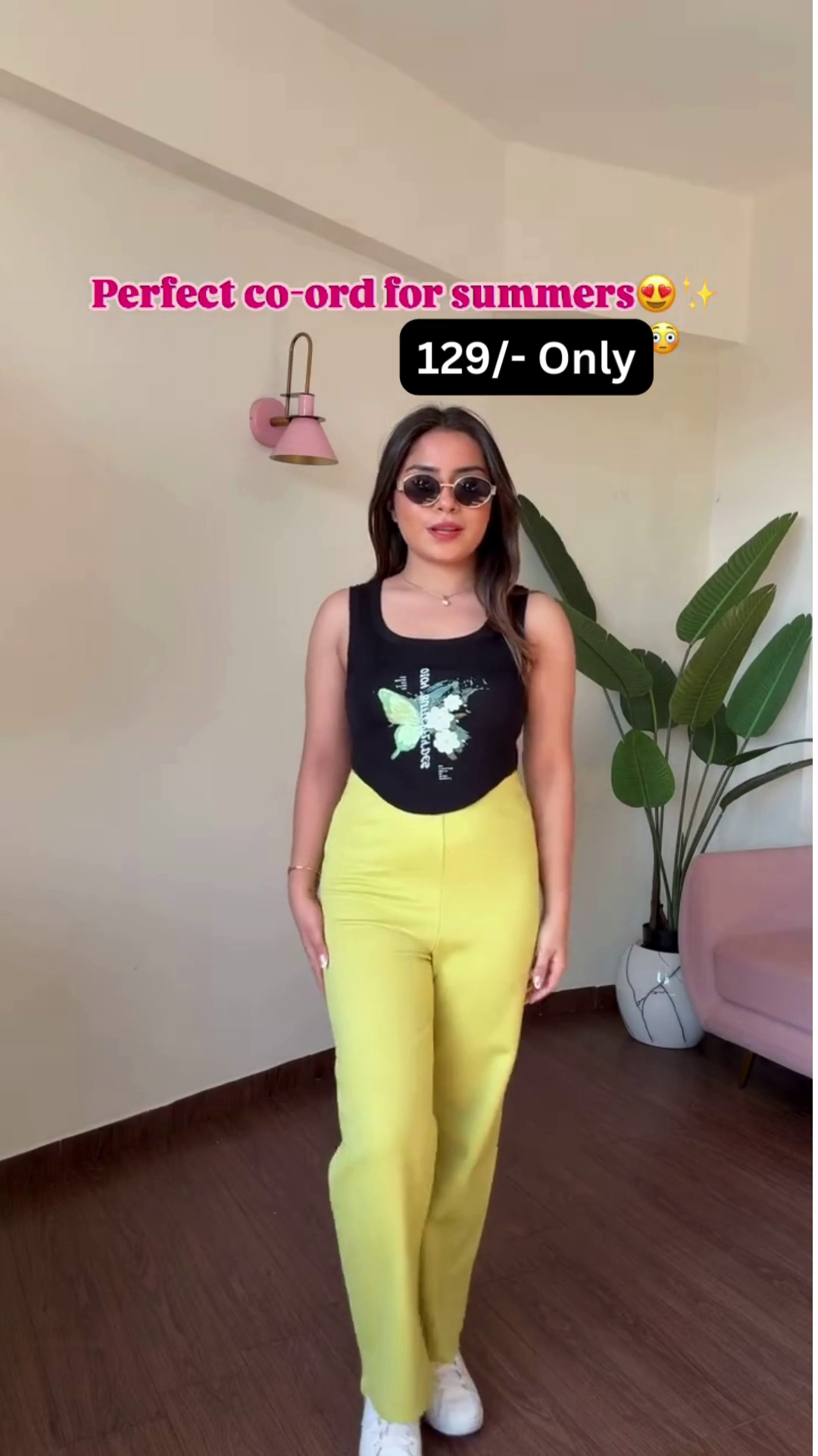 Trendy Sleeveless Tank Top and High-Waisted Wide-Leg Pants Co-ord Set for Summer