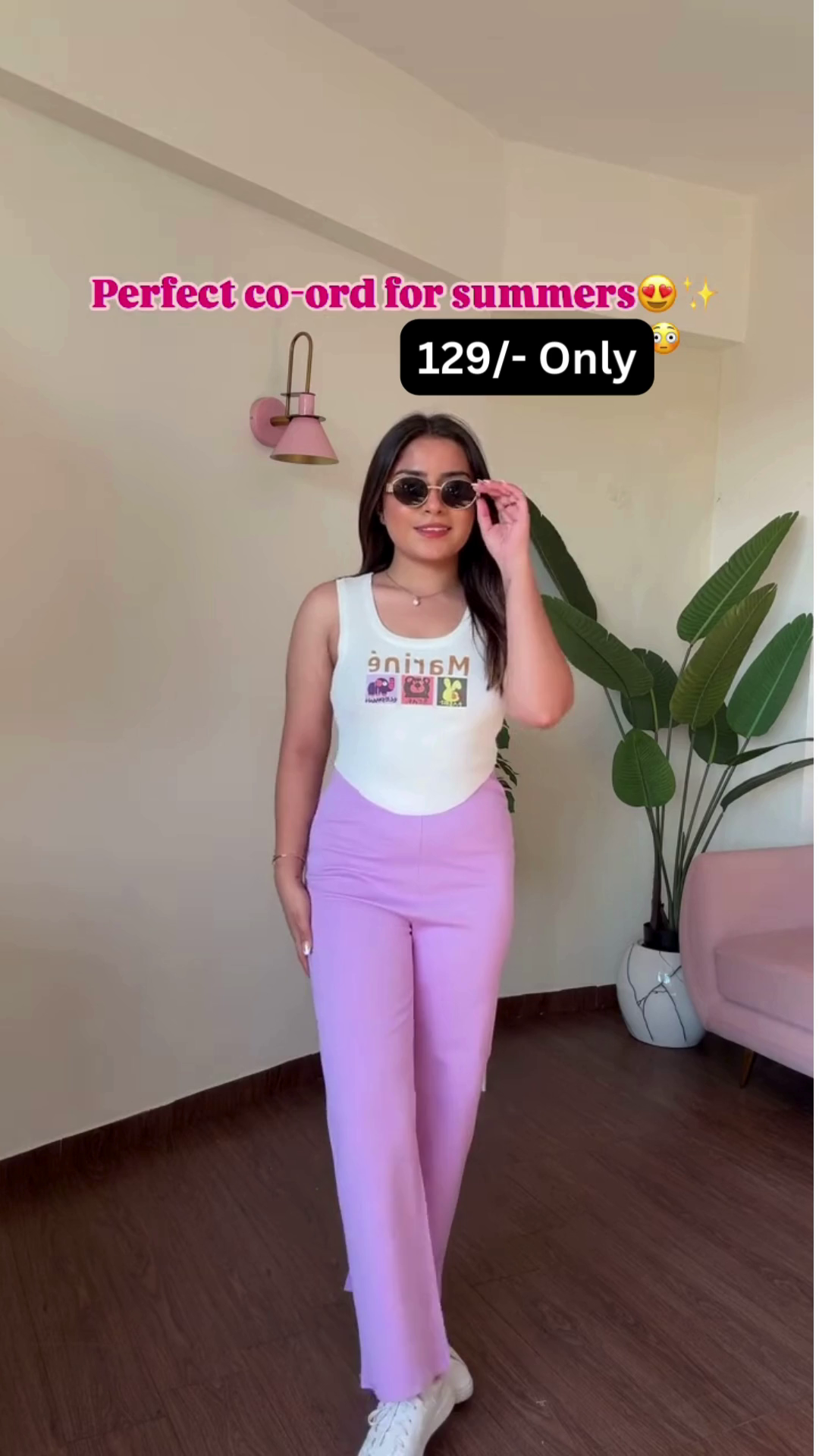 Trendy Sleeveless Tank Top and High-Waisted Wide-Leg Pants Co-ord Set for Summer - Image 2