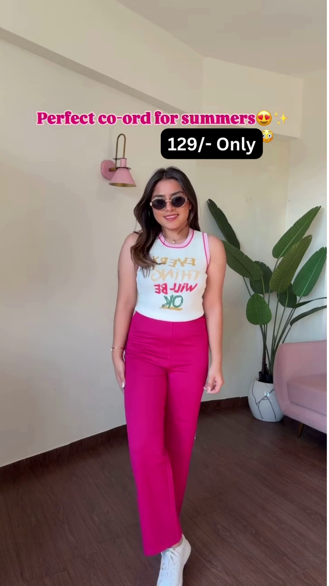 Trendy Sleeveless Tank Top and High-Waisted Wide-Leg Pants Co-ord Set for Summer - Image 3