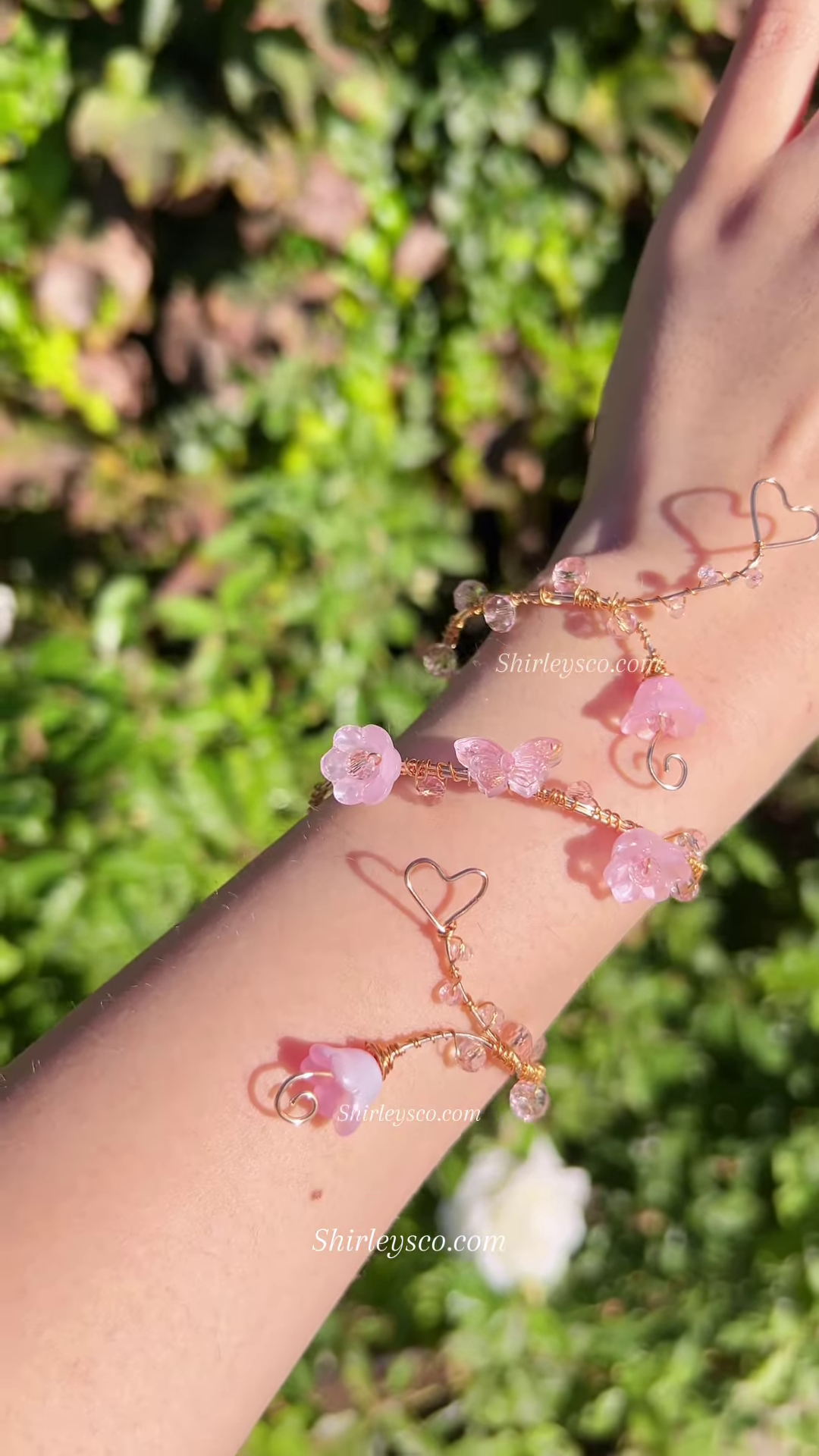 Whimsical Fairy Hand Bracelet with Butterfly, Flowers, and Crystal Beads - Image 5
