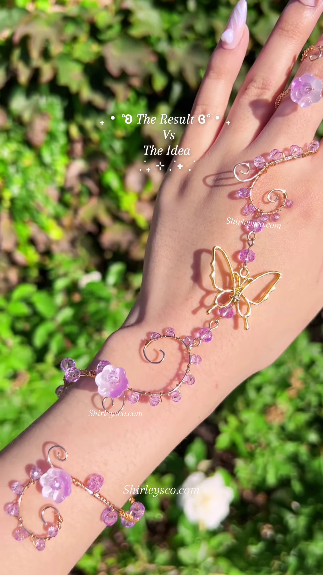 Whimsical Fairy Hand Bracelet with Butterfly, Flowers, and Crystal Beads - Image 2