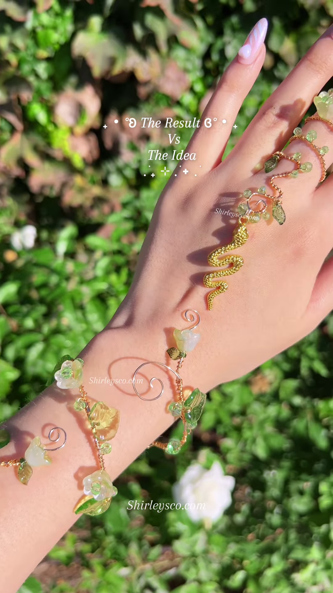 Whimsical Fairy Hand Bracelet with Butterfly, Flowers, and Crystal Beads - Image 3