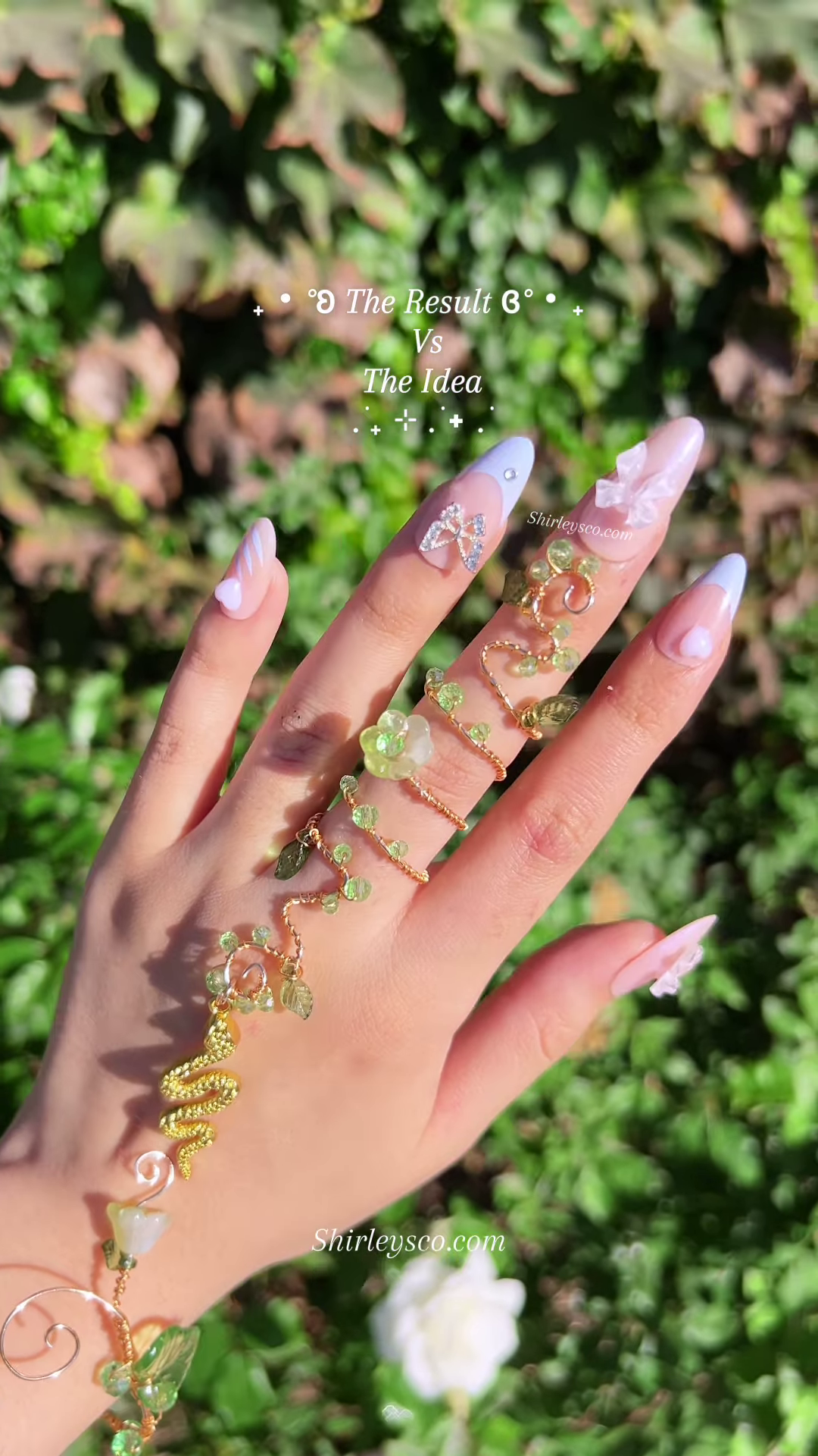 Whimsical Fairy Hand Bracelet with Butterfly, Flowers, and Crystal Beads - Image 4
