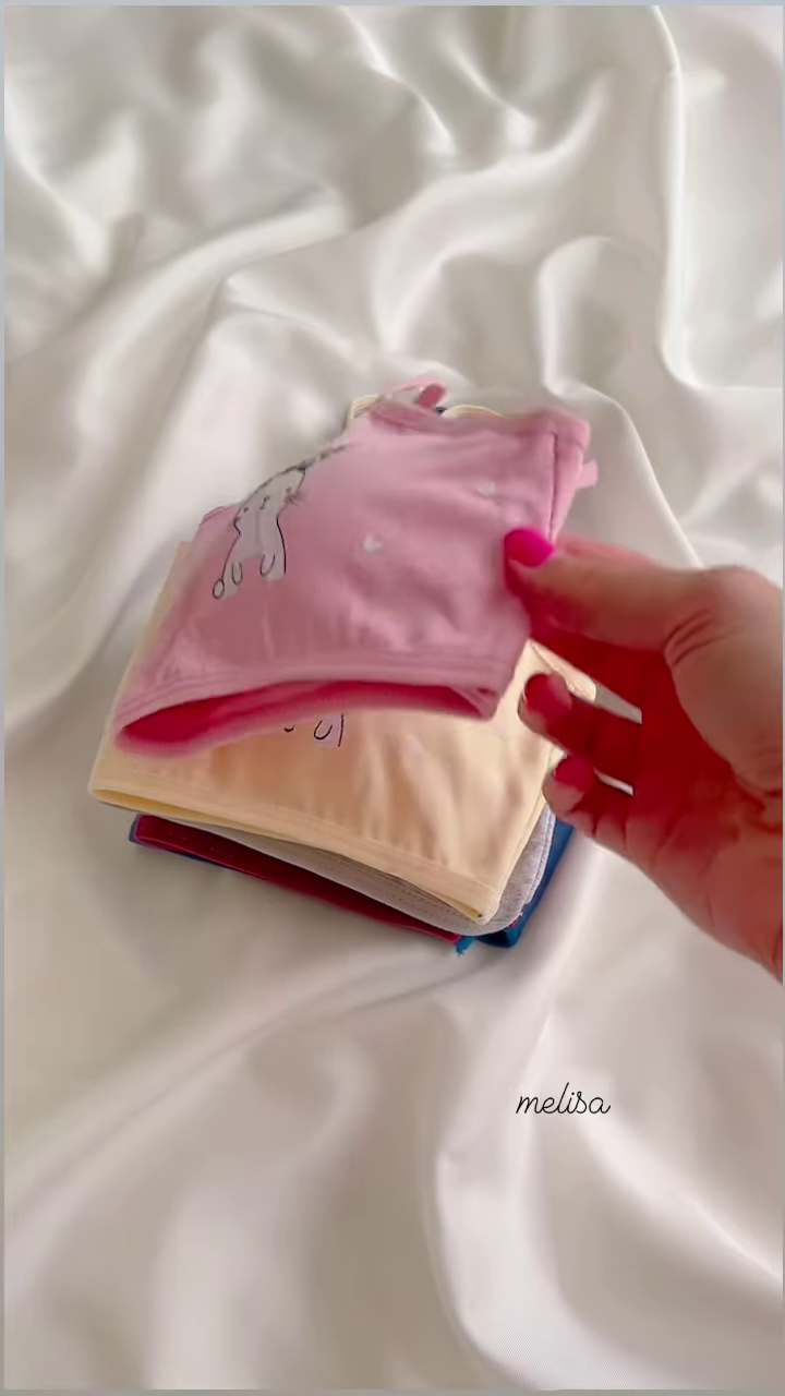 Cute White Cotton Training Bra with Pink Bunny and Hearts for Girls - Image 6