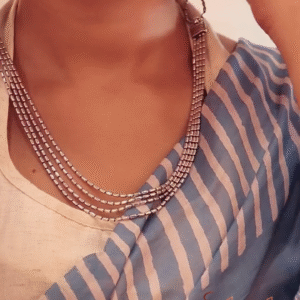 Elegant Silver-Toned Multi-Strand Necklace with Textured Finish