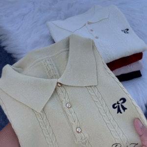 Cable-Knit Polo Sweater Top – Chic, Soft and Effortlessly Elegant ✨🧶