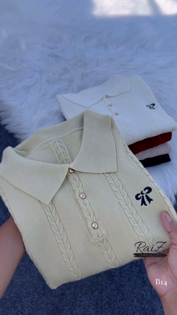 Cable-Knit Polo Sweater Top – Chic, Soft and Effortlessly Elegant ✨🧶