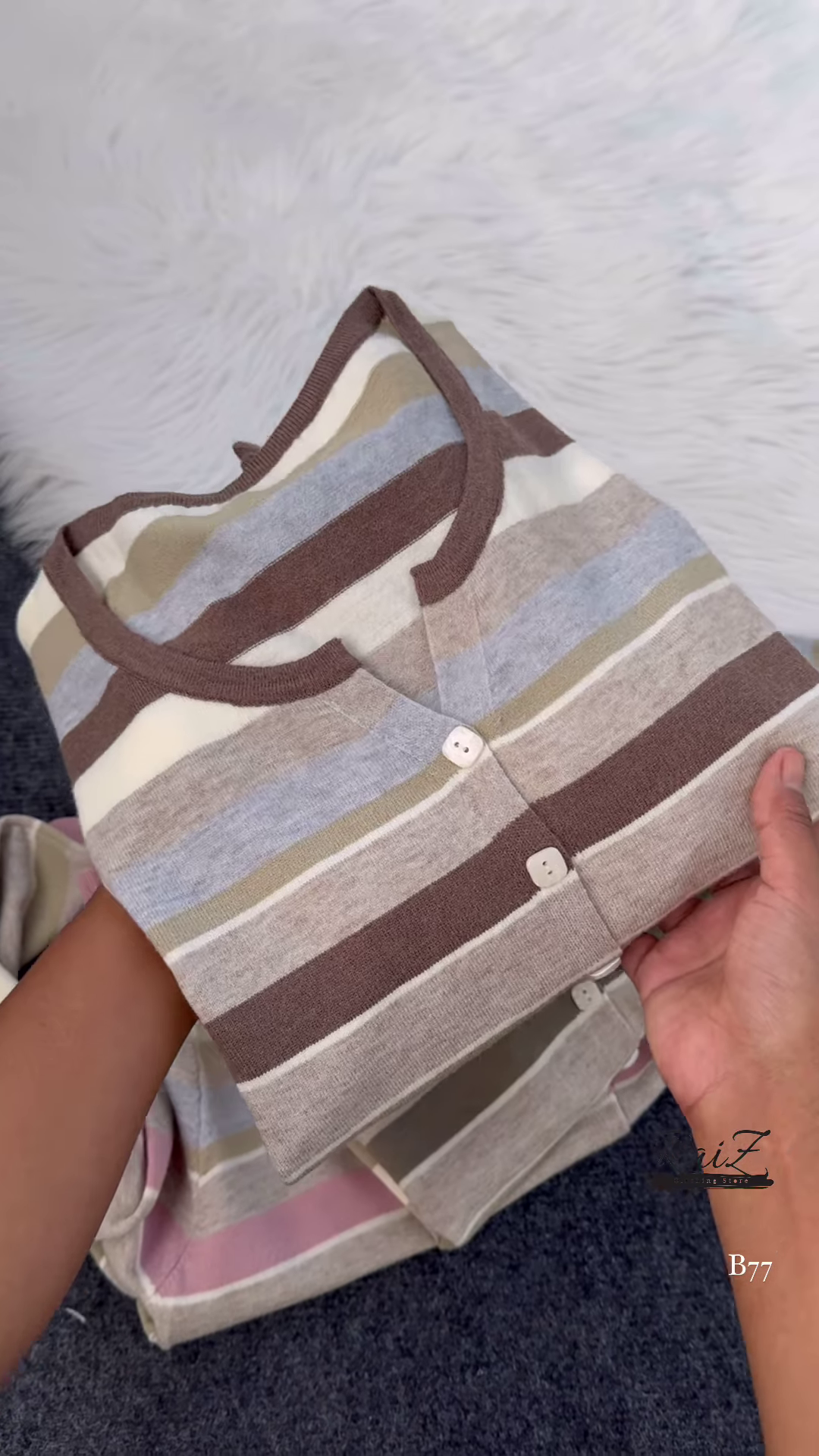 Striped Knit Button-Front Cardigan β Soft Neutrals, Effortless Chic π€π€ - Image 2