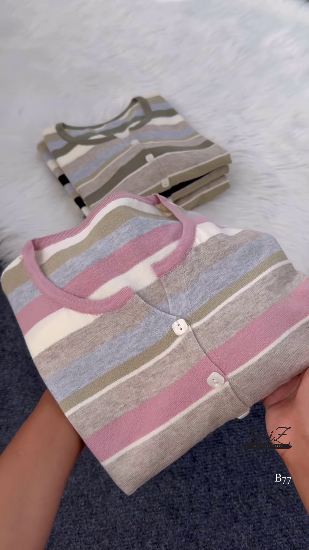 Striped Knit Button-Front Cardigan β Soft Neutrals, Effortless Chic π€π€