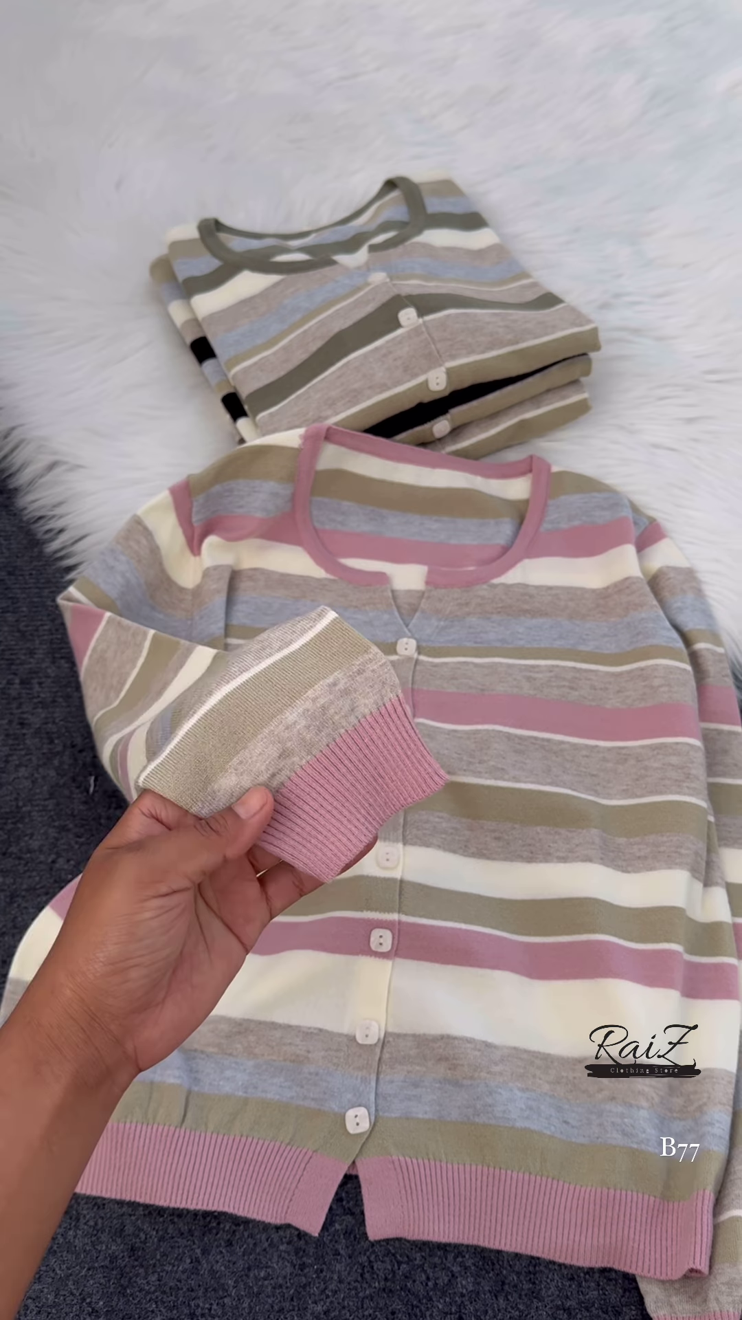 Striped Knit Button-Front Cardigan β Soft Neutrals, Effortless Chic π€π€ - Image 3