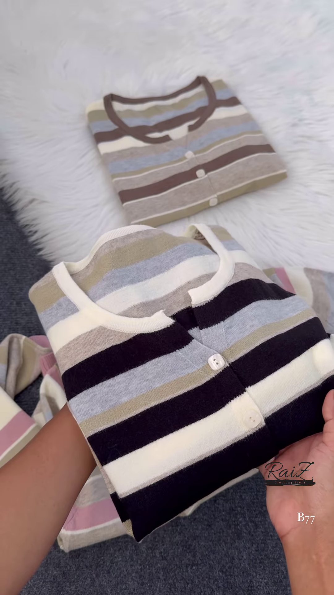 Striped Knit Button-Front Cardigan β Soft Neutrals, Effortless Chic π€π€ - Image 5