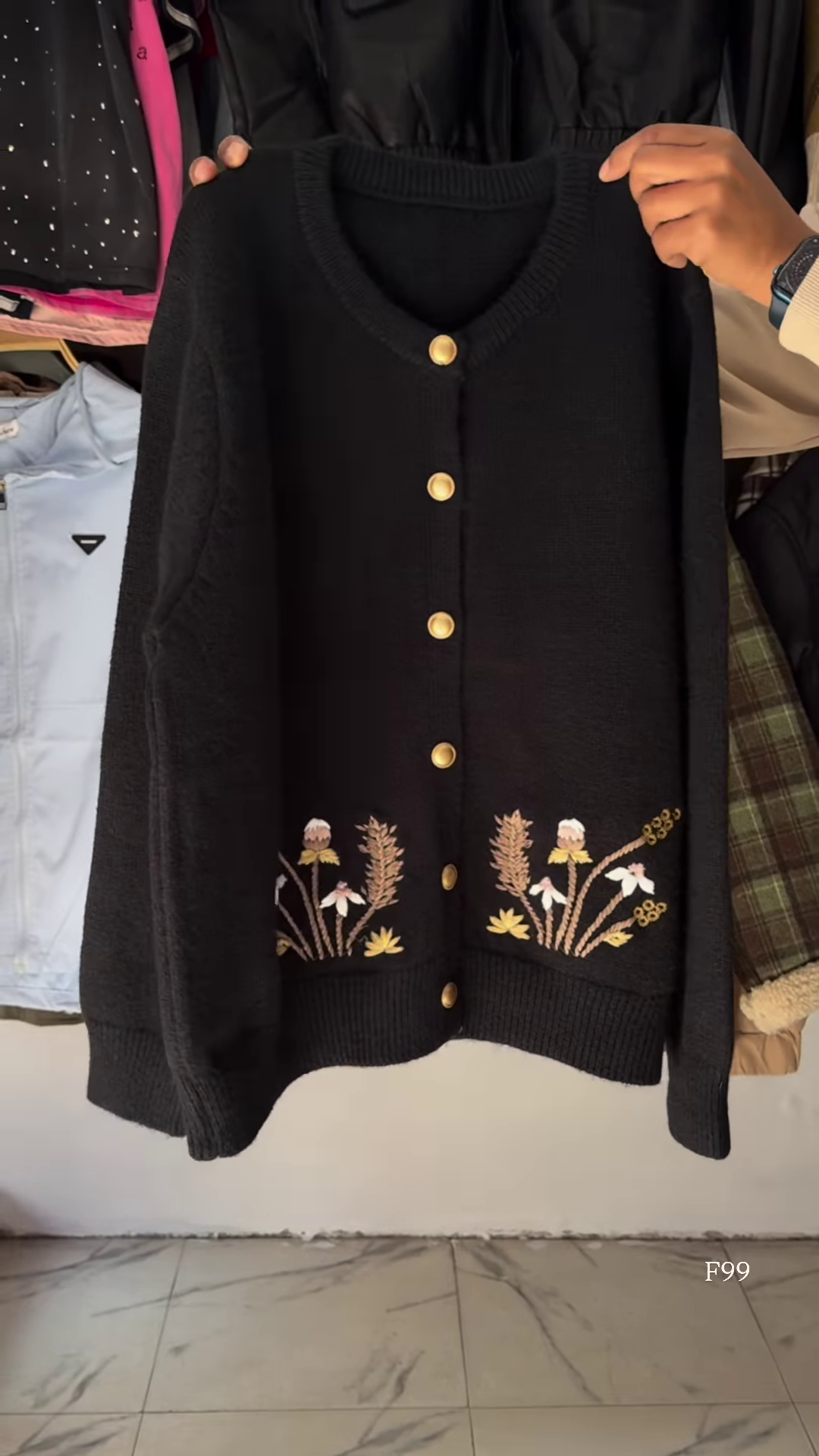 Black Floral Embroidered Button Cardigan β Luxe, Versatile, and Effortlessly Elegant πΌβ¨ - Image 2