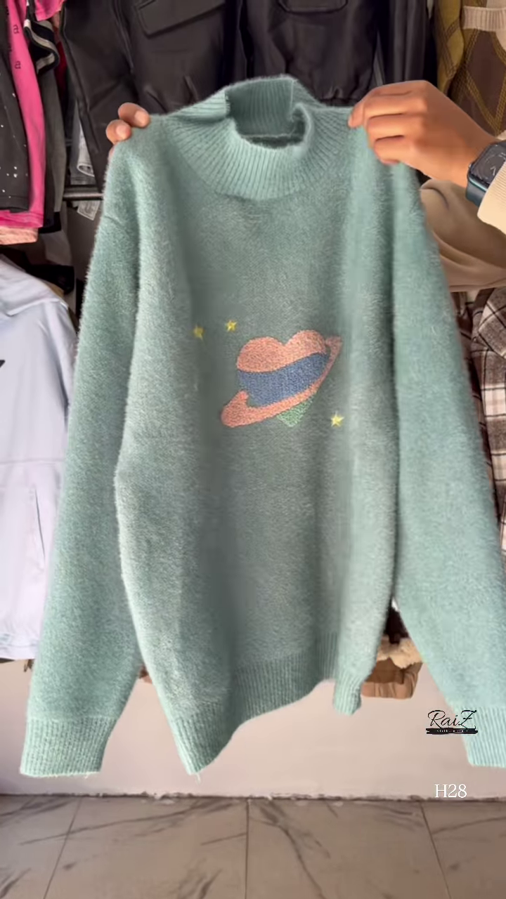 Fuzzy Space Planet Sweater β Whimsical, Soft, and Out-of-This-World Cozy ππͺ - Image 4