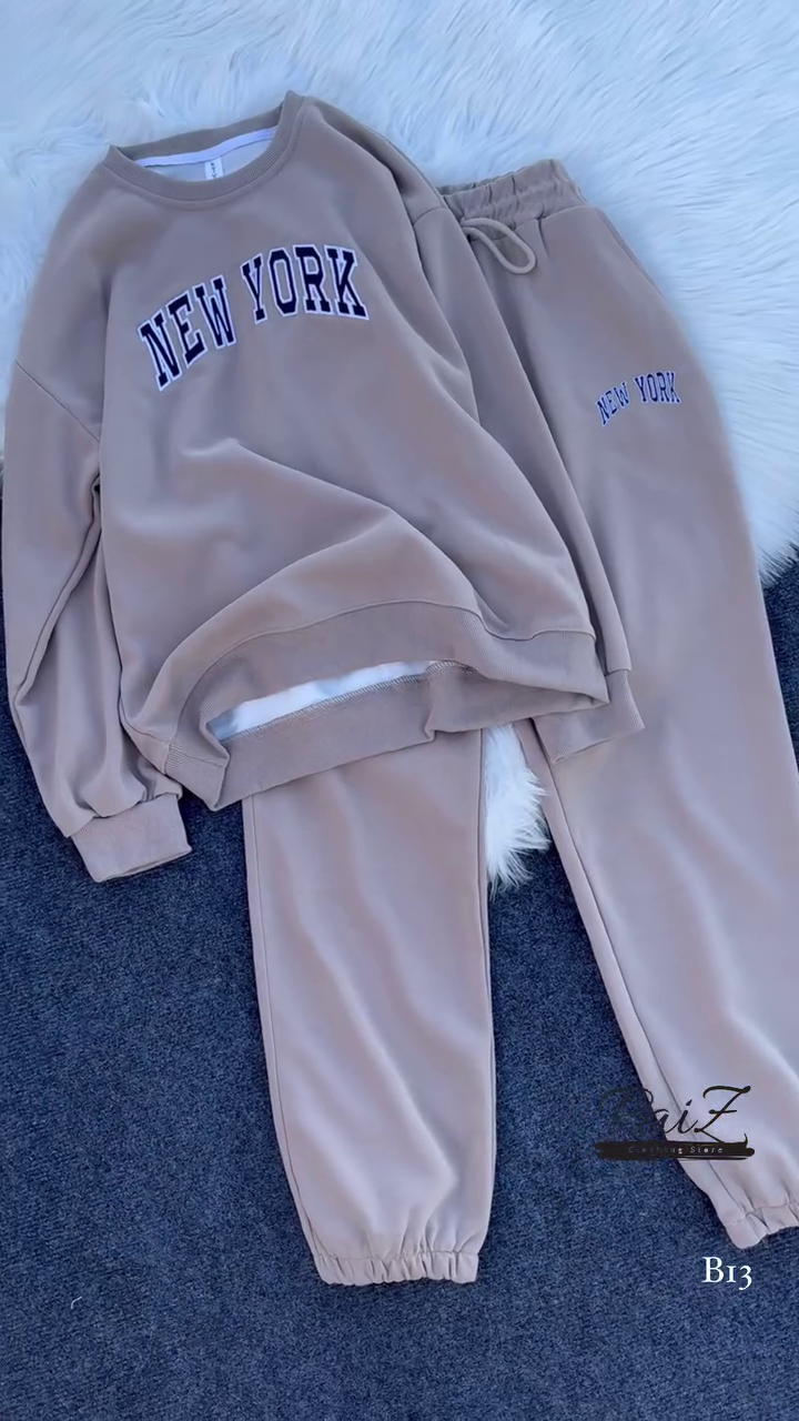 New York Print Black Sweatshirt & Jogger Co-ord Set