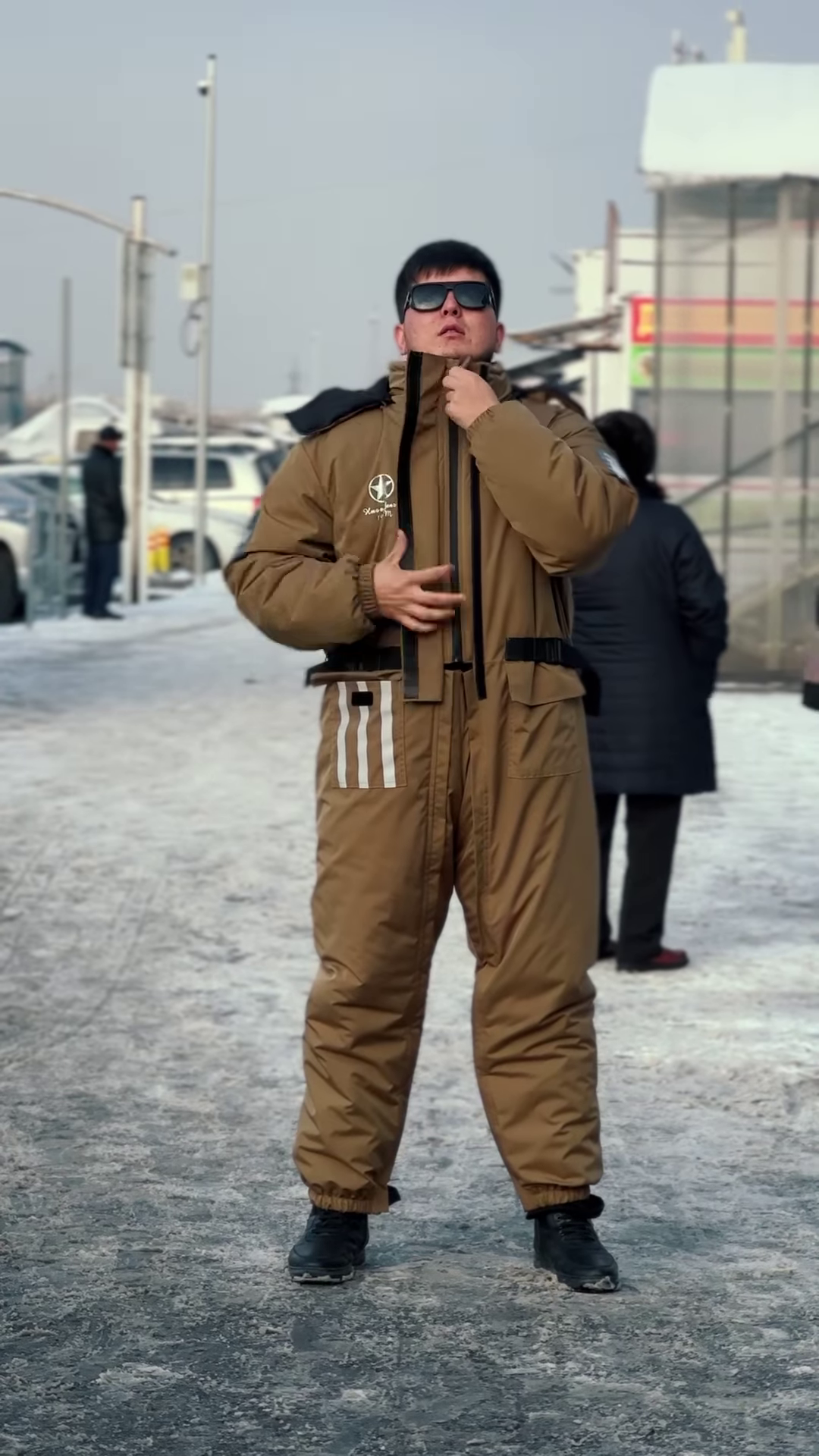 Insulated Space-Themed Jumpsuit βοΈπ With Belted Waist & Graphic Patches β Brown Variant - Image 4