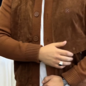 Textured Button-Up Knit Jacket 🧥🤎 With Ribbed Trim – Brown Variant
