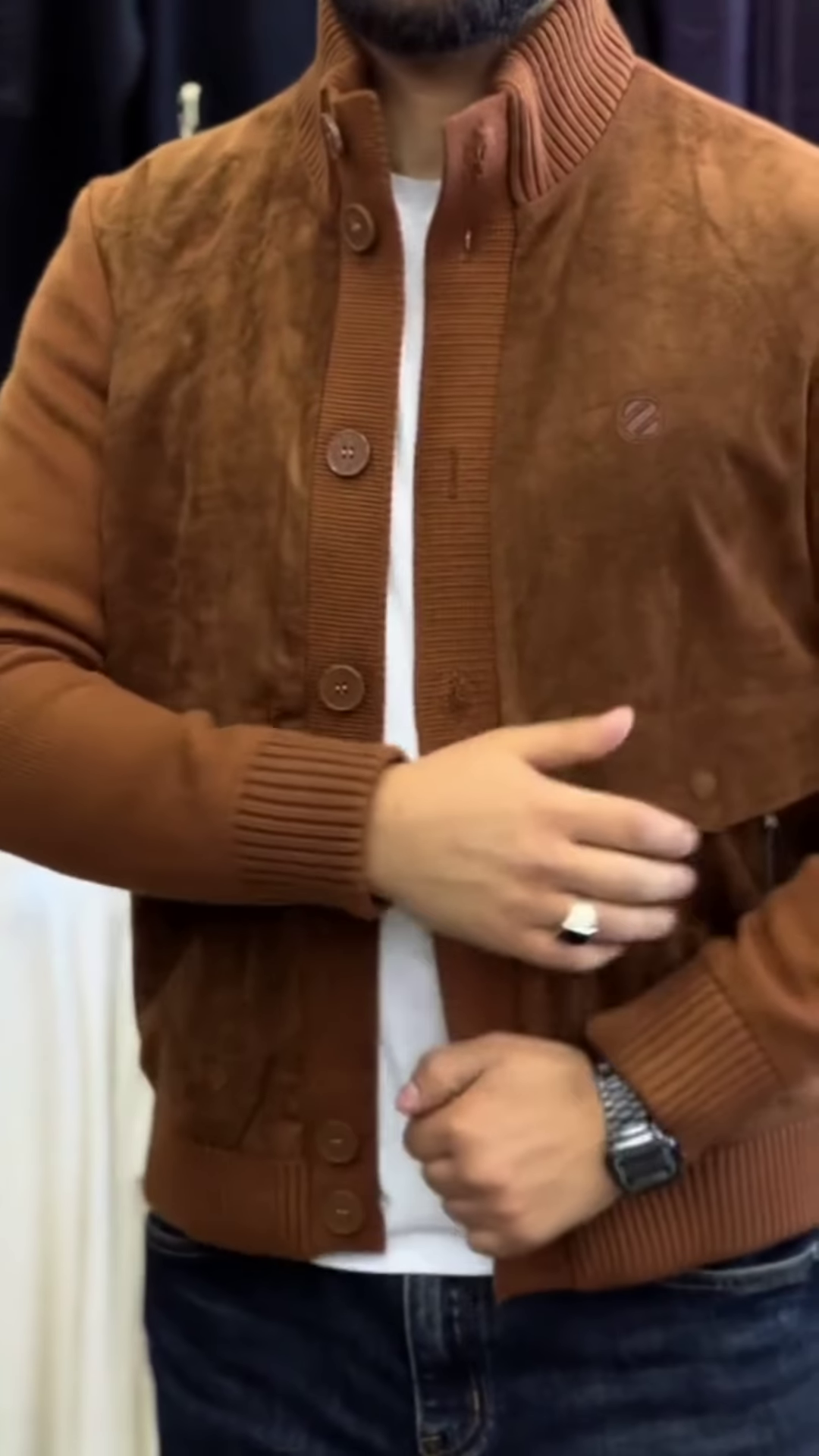 Textured Button-Up Knit Jacket π§₯π€ With Ribbed Trim β Brown Variant