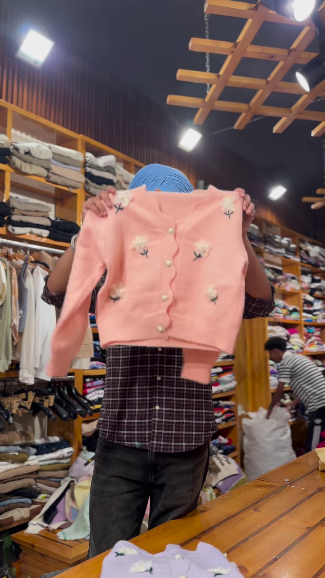 Floral Embroidered Knit Cardigans 🌸🧶 With Pearl Buttons – Purple, Blue & Pink Variants - Image 4