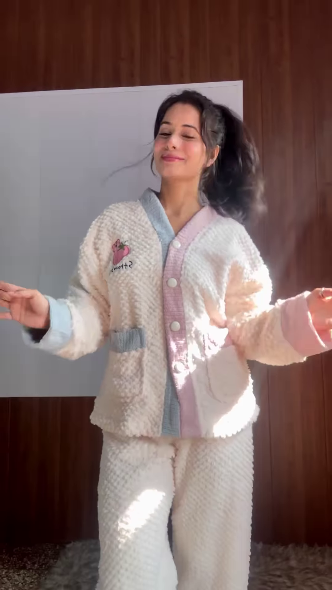 Plush & Fuzzy Co-ord Sets 🧸❄️ With Embroidery & Pastel Charm – Blue, Strawberry & Dog Variants - Image 5