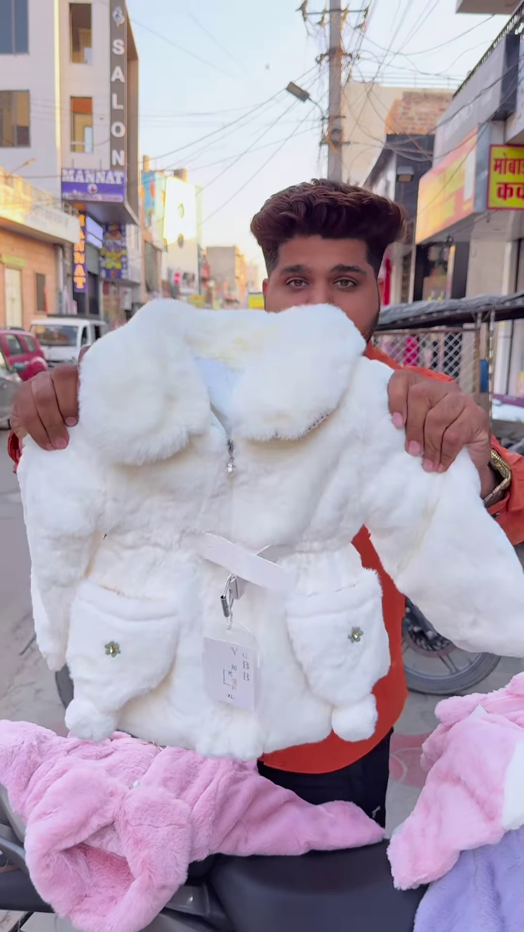 Kids' Winter Jackets 🧸❄️ With Plush Texture & Toy Accents – Purple, White & Pink Variants - Image 3