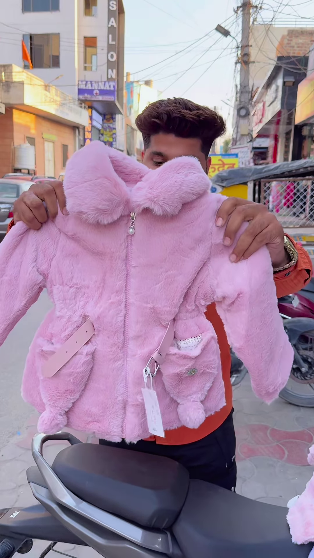 Kids' Winter Jackets 🧸❄️ With Plush Texture & Toy Accents – Purple, White & Pink Variants