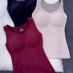 Sleeveless Built-In Bra Tops 👙🖤 – Molded Cup Basics in Black, Beige & Maroon Variants