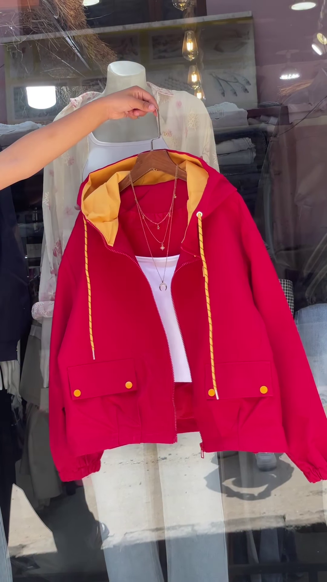 Contrast-Hood Zip-Up Jackets π§₯π¨ β Navy, Red & White Variants with Layered Styling - Image 3