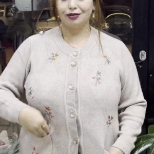 Floral Embroidered Knit Cardigans 🌸🧥 – Available in Beige, Red & Lavender Variants with Pocket & Button Detailing