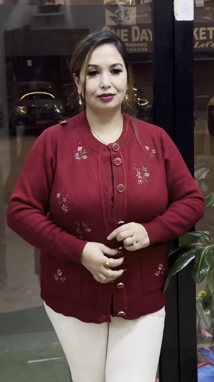 Floral Embroidered Knit Cardigans πΈπ§₯ β Available in Beige, Red & Lavender Variants with Pocket & Button Detailing - Image 4