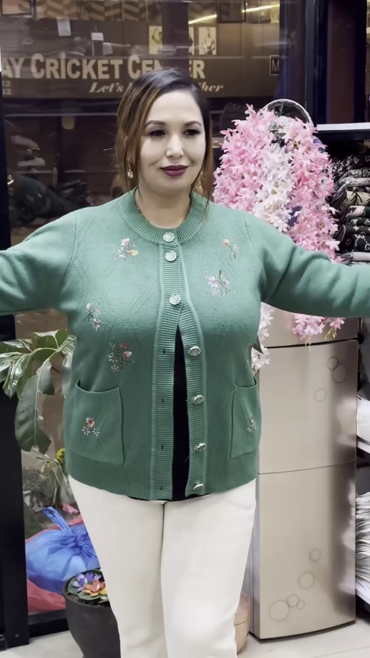 Floral Embroidered Knit Cardigans πΈπ§₯ β Available in Beige, Red & Lavender Variants with Pocket & Button Detailing - Image 6