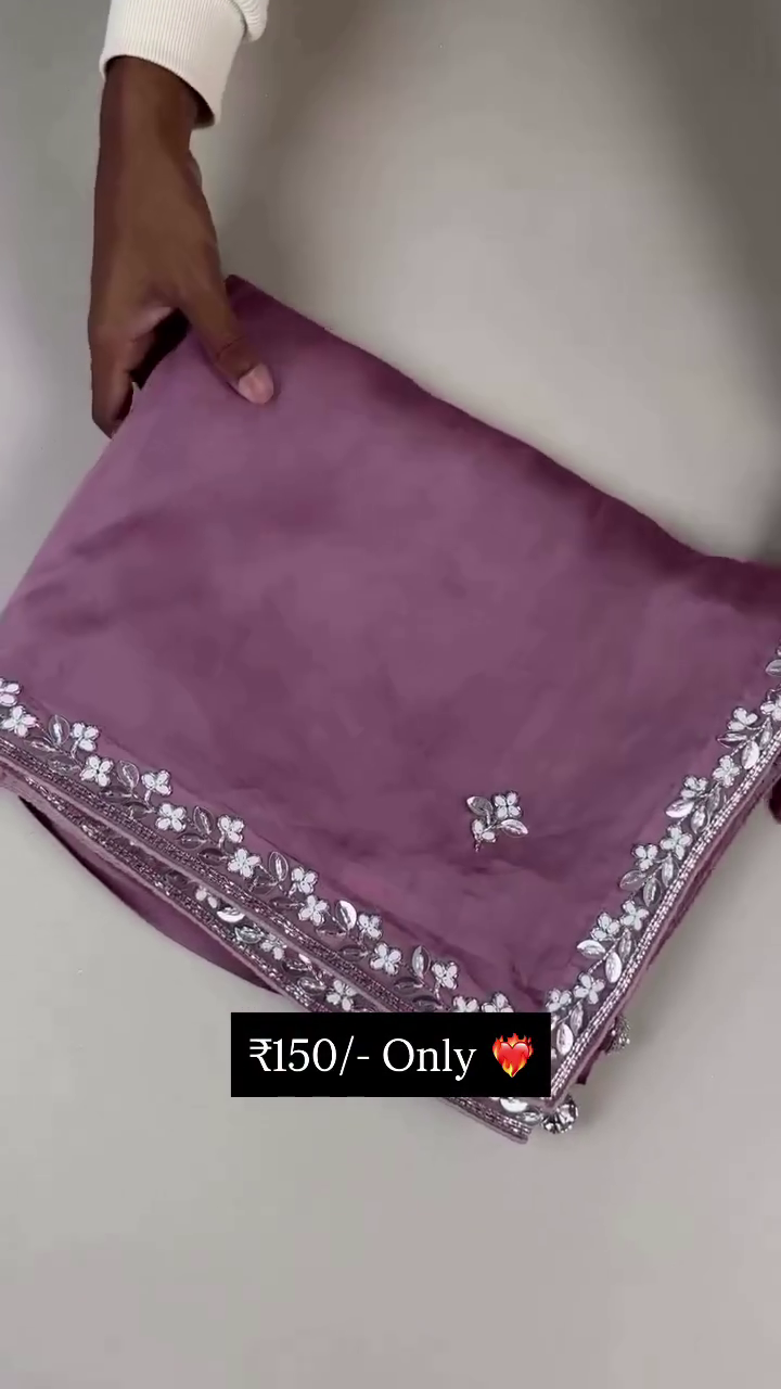 Embroidered Mauve Designer Blouse & Dupatta Set – Premium Mirror & Thread Work - Image 3