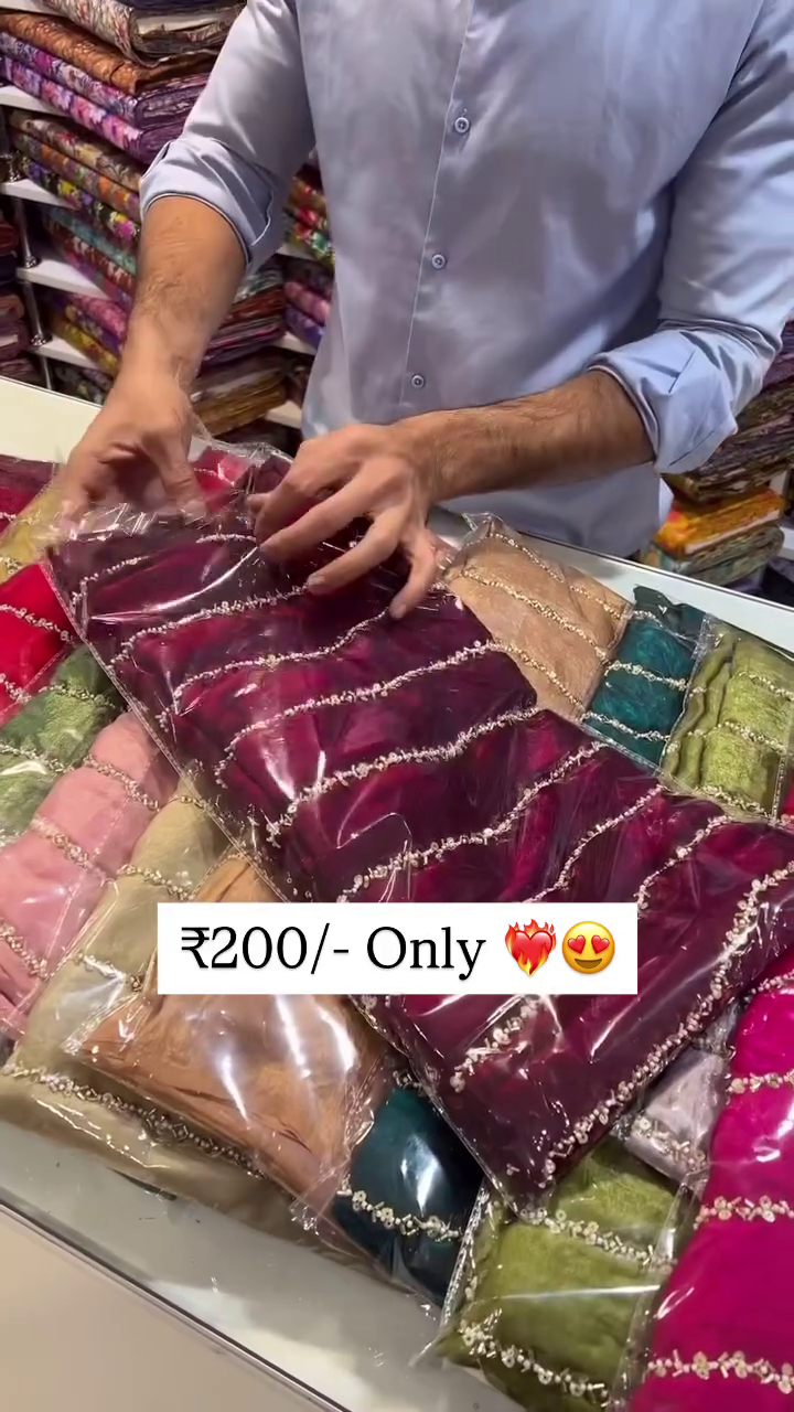 Elegant Soft-Finish Saree with Delicate Sequin & Thread Line Work - Image 2