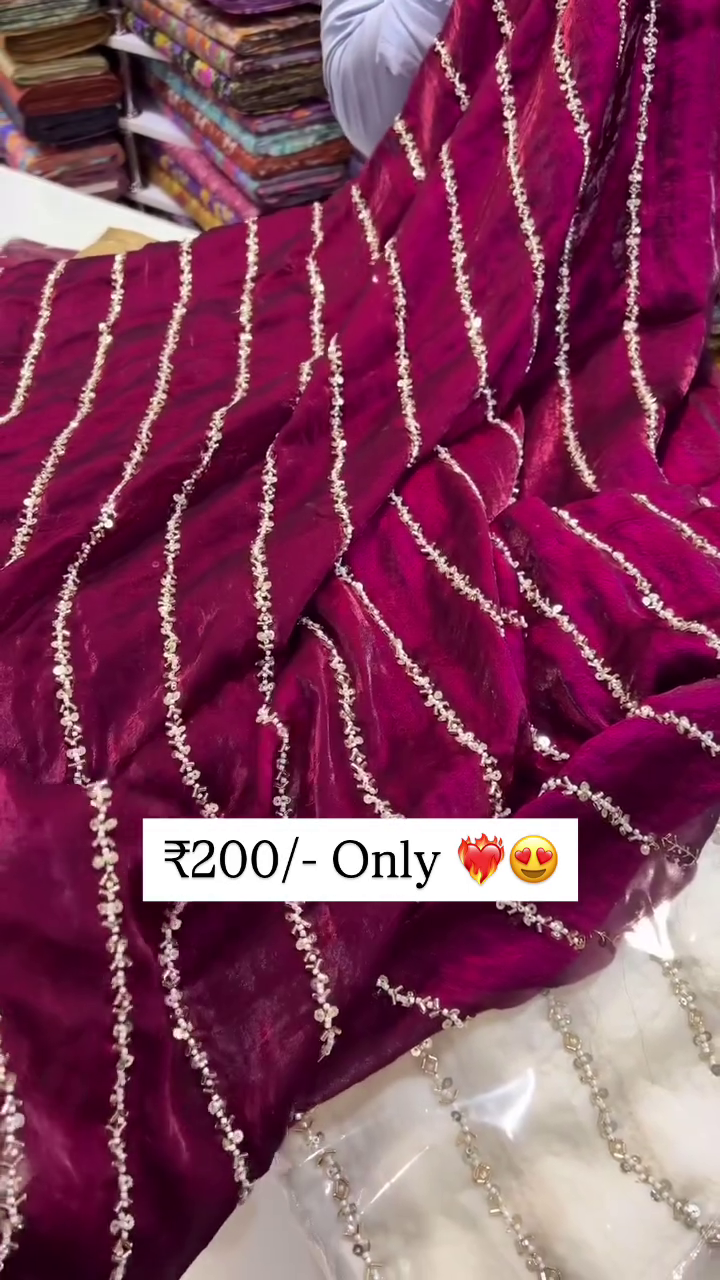 Elegant Soft-Finish Saree with Delicate Sequin & Thread Line Work - Image 4