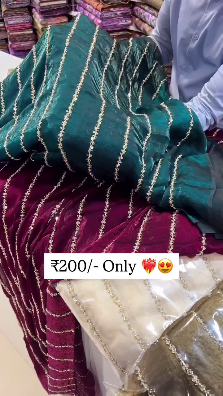 Elegant Soft-Finish Saree with Delicate Sequin & Thread Line Work - Image 3