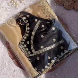 Royal Black Golden Heavy Embroidered Designer Blouse