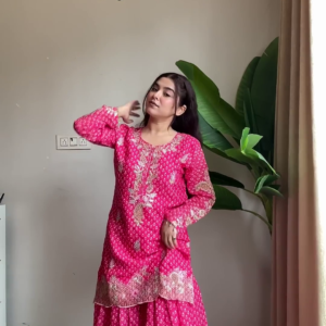 Rochani Pink Bandhani Print Designer Sharara Set