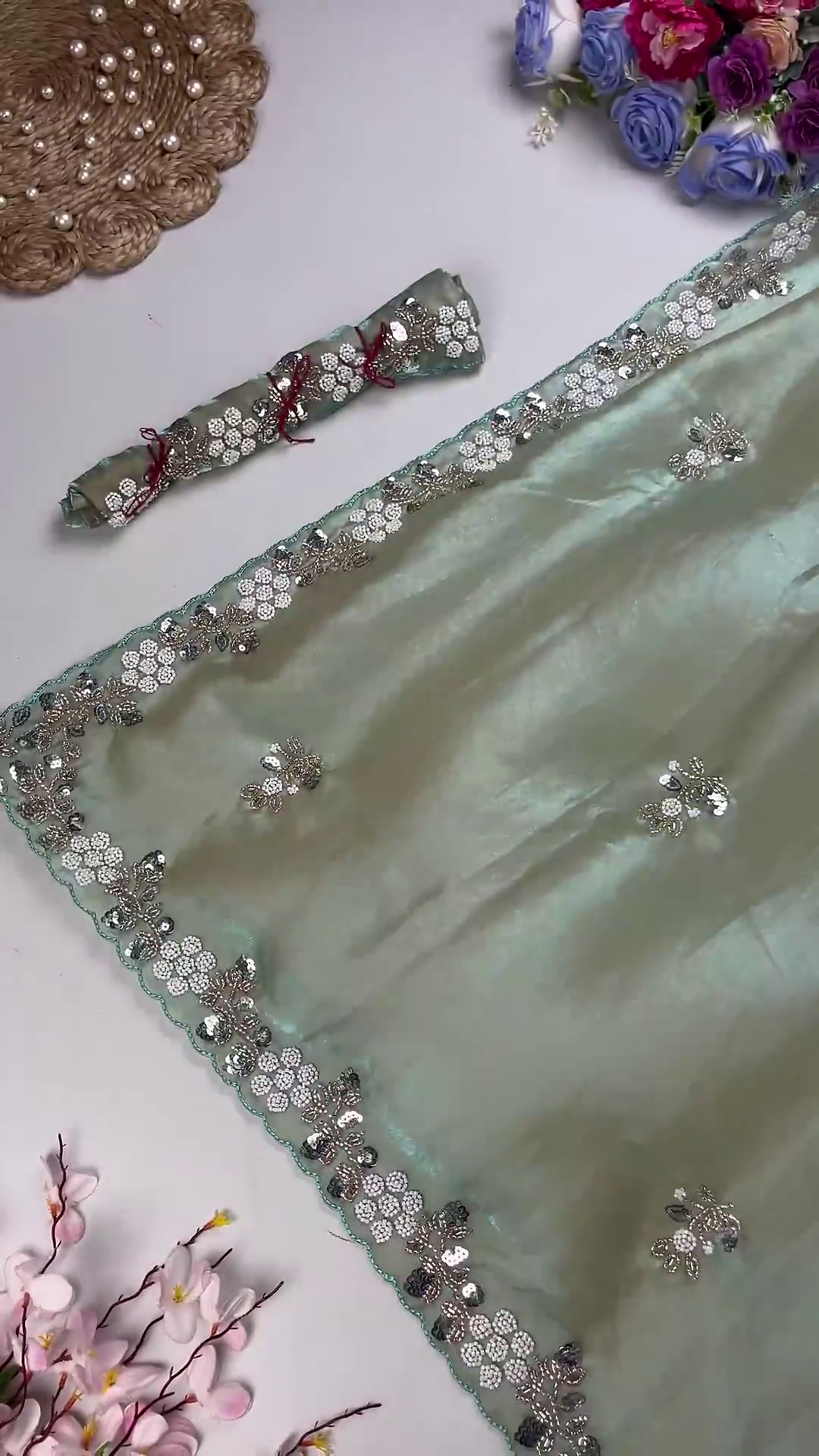 Royal Rani Pink Heavy Embroidered Designer Saree with Sequin Accents - Image 2