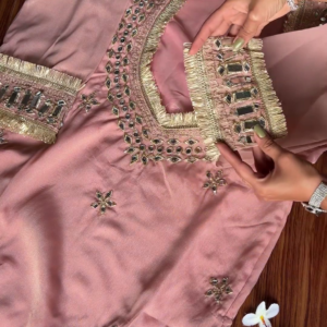 Blush Rose Mirror-Work Designer Kurta Set