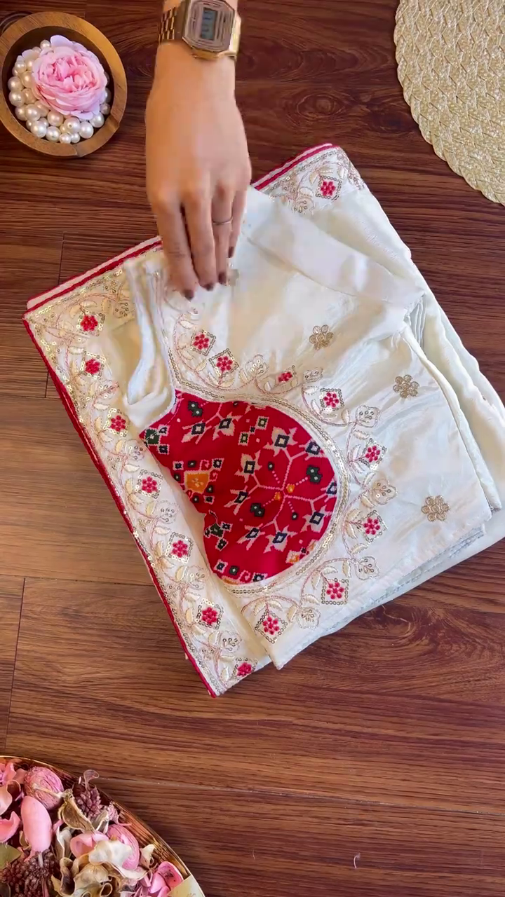 Pristine White Patola Fusion Heritage Set