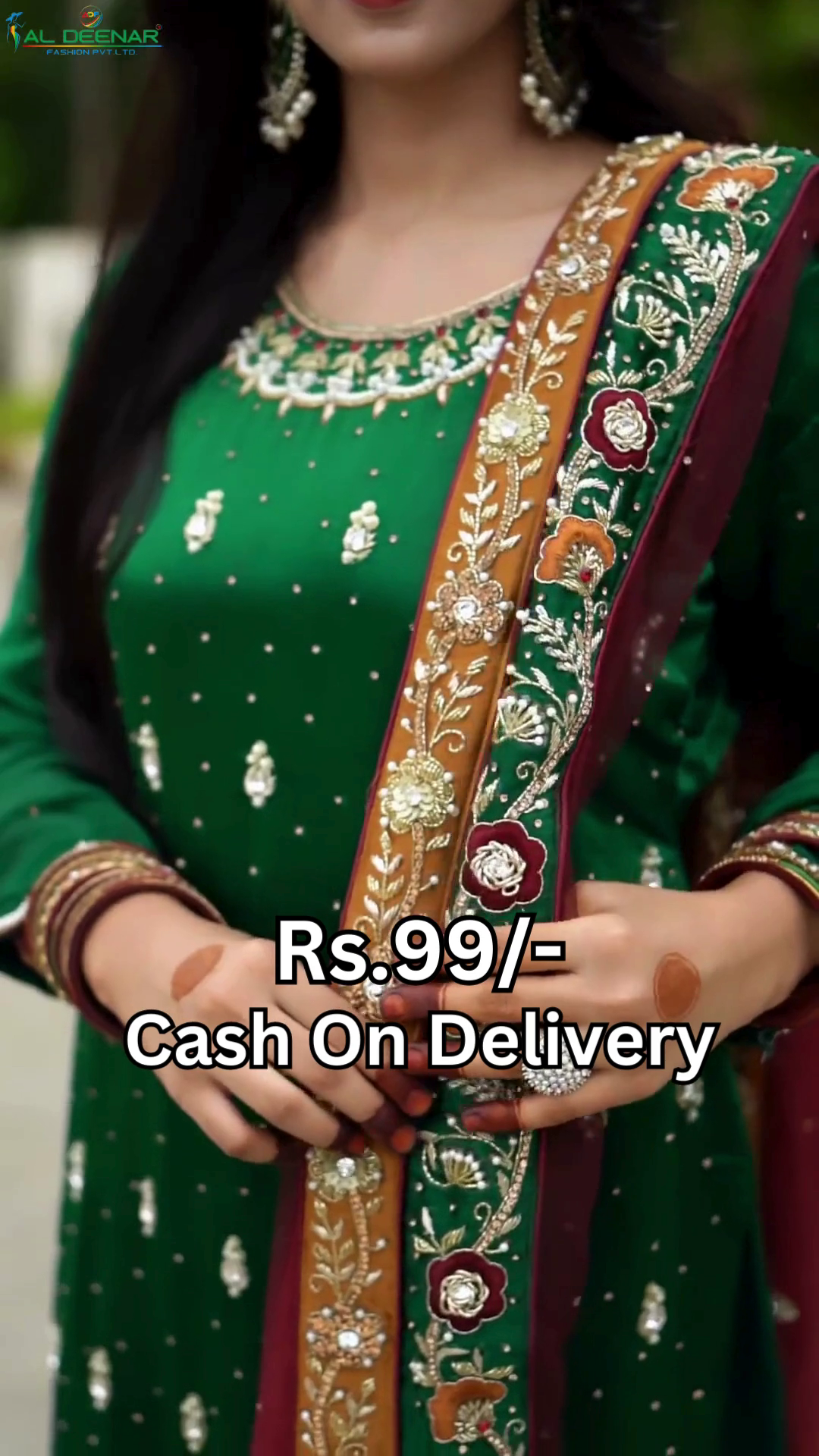 Emerald Heritage Silk Suit with Maroon Contrast - Image 2