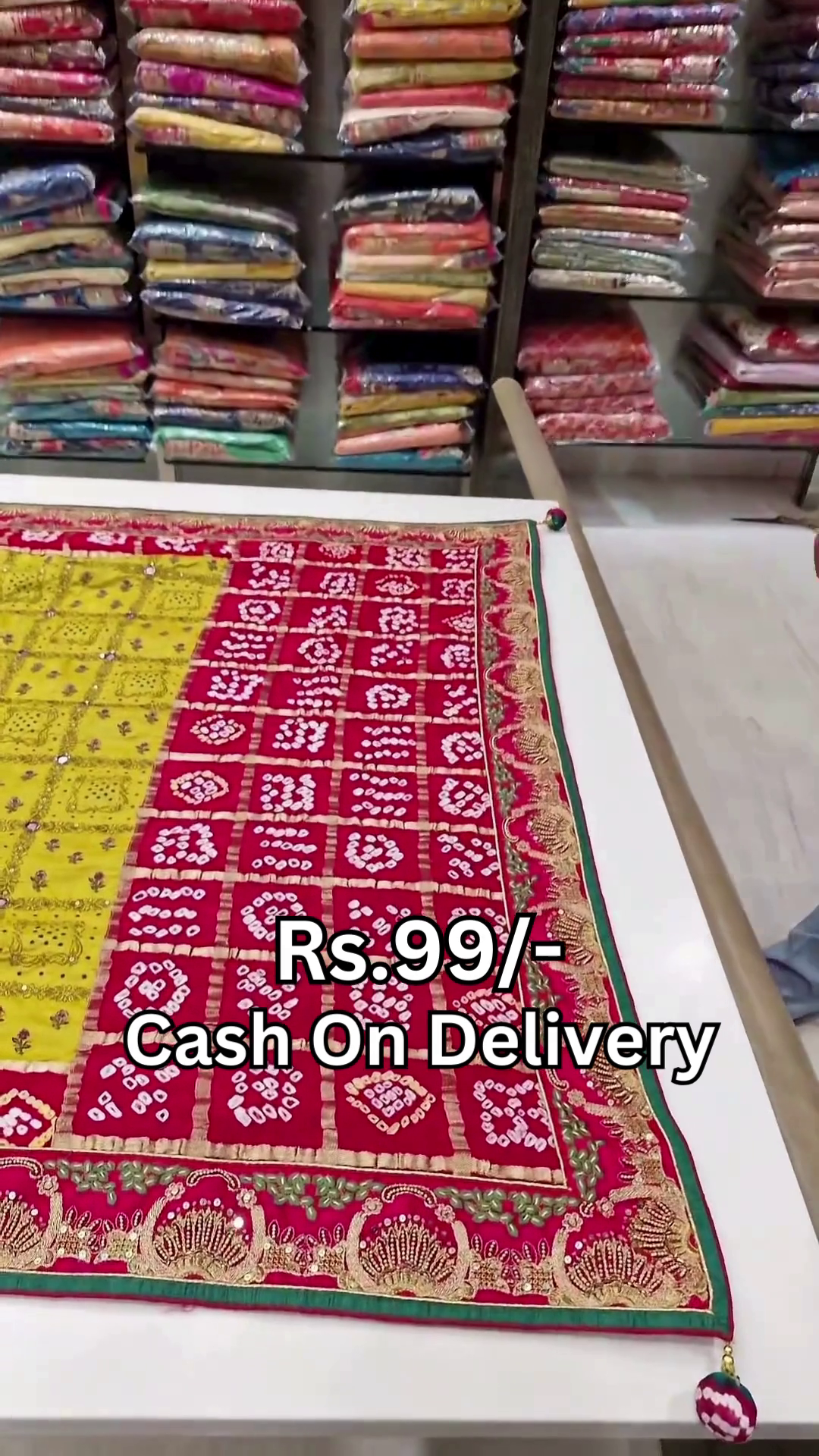 Heritage Crimson & Citrine Bandhani Dupatta