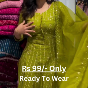 Olive Radiance: Embroidered Anarkali Suit Set